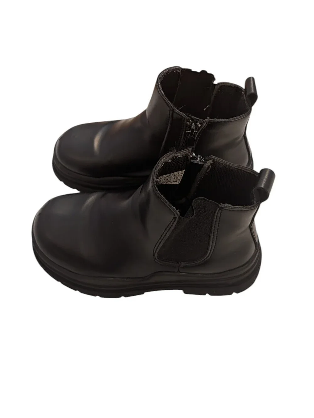 Girls Black Chelsea Boots with Side Zip Size 12
